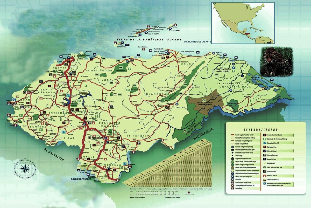 kartta Honduras maantiede