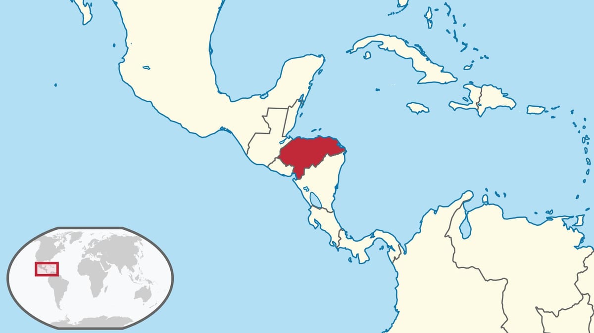 kartta Honduras mantereella