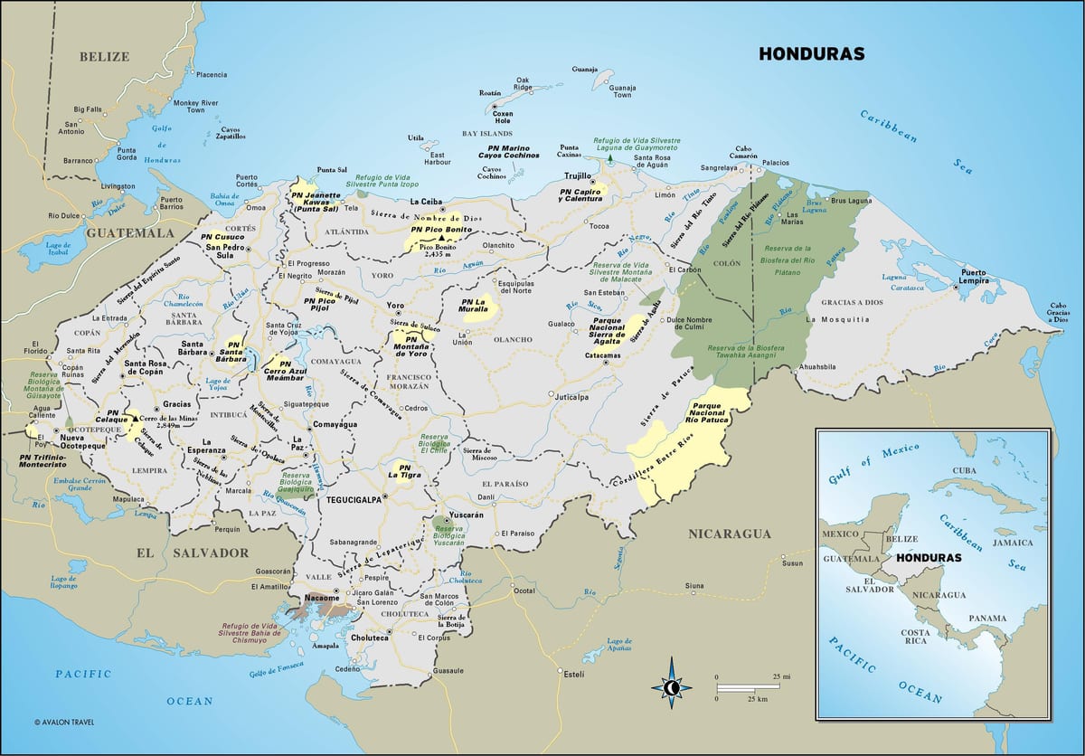 kartta Honduras road
