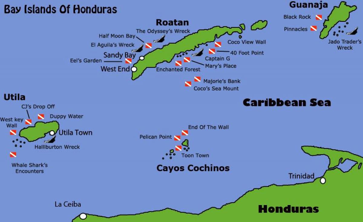 saaret Hondurasin kartta