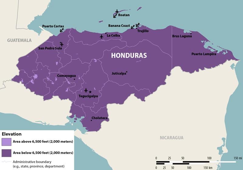 kartta Honduras zika