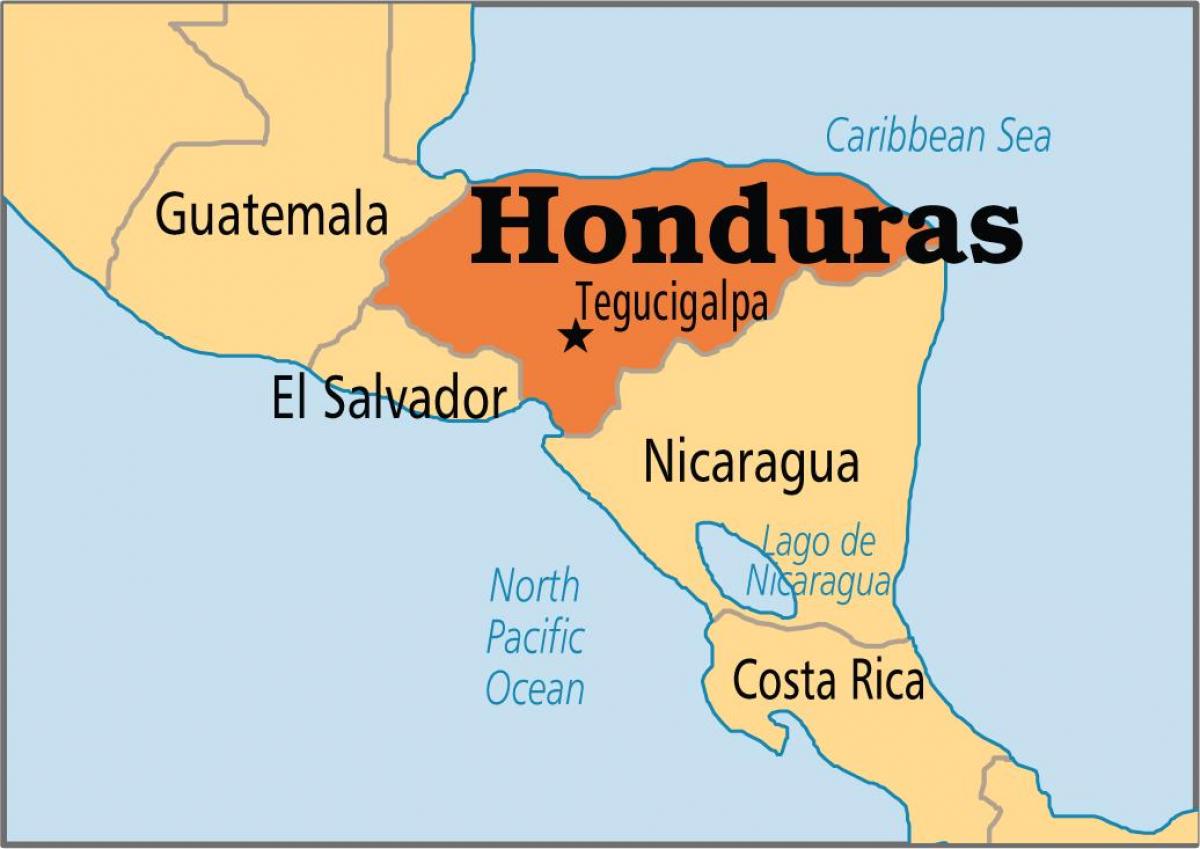 Pääkaupunki Hondurasin kartta - Honduras pääoma kartta (Keski-Amerikka -  Amerikka)