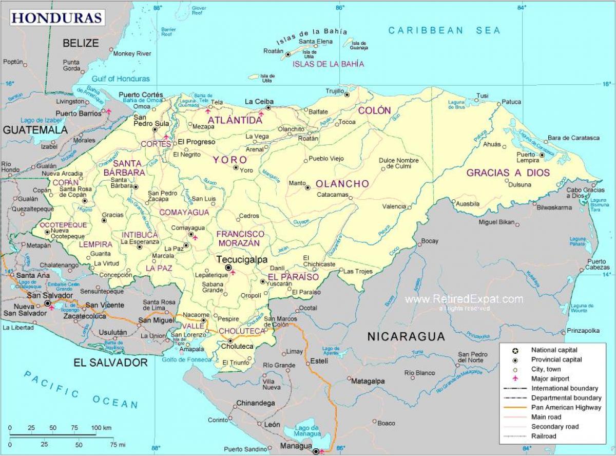kartta poliittinen kartta Honduras
