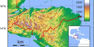 Kartta topografinen Honduras
