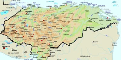 Kartta Honduras ja naapurimaiden